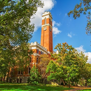 Vanderbilt University building against blue sky